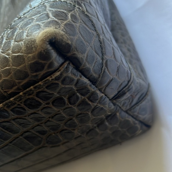 Gianfranco Ferre Croc Embossed Leather Tote - Picture 10 of 12